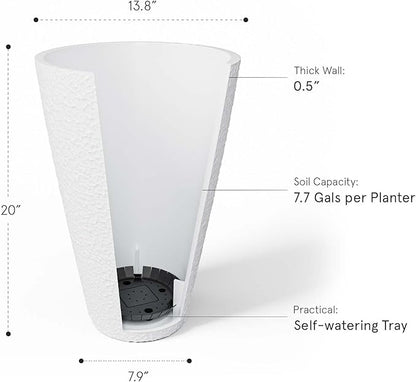 LA JOLIE MUSE Tall White Planter for Indoor Plants,20 Inch Tall Round Planter, Modern Flower Pot Containers,Large Decorative Tree Plant Pot,1 Pack