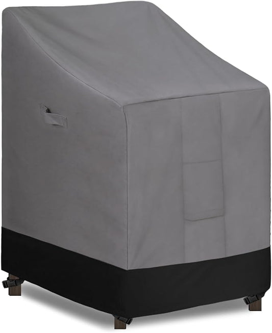 Easy-Going Heavy Duty Outdoor Stackable Chair Cover, Waterproof Patio Chair Cover, Windproof Outdoor Furniture Cover with Air Vent (1 Pack-28Wx36Dx47H inch, Gray/Black)