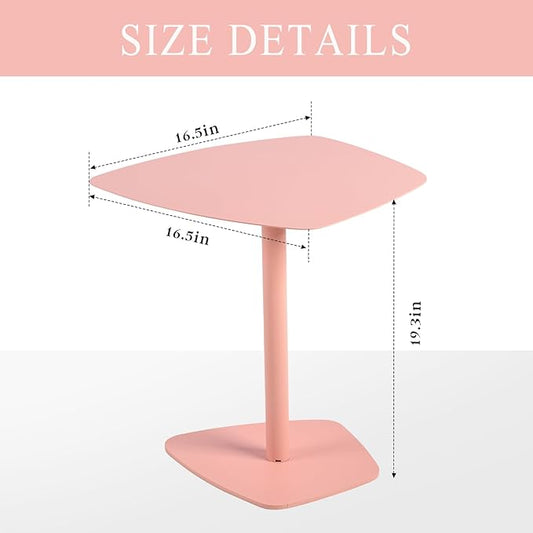 C Table End Table,Tray Metal Sofa Side Table, Accent Coffee Table, Waterproof and Anti-Rust Outdoor&Indoor Snack Table (Model B, Pink)