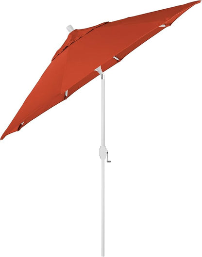California Umbrella 5-Year-Non-Fading, 9Ft Premium Patio Umbrella, Hand-Crank, Button-Tilt, White Frame, Solution Dyed Sunset Fabric