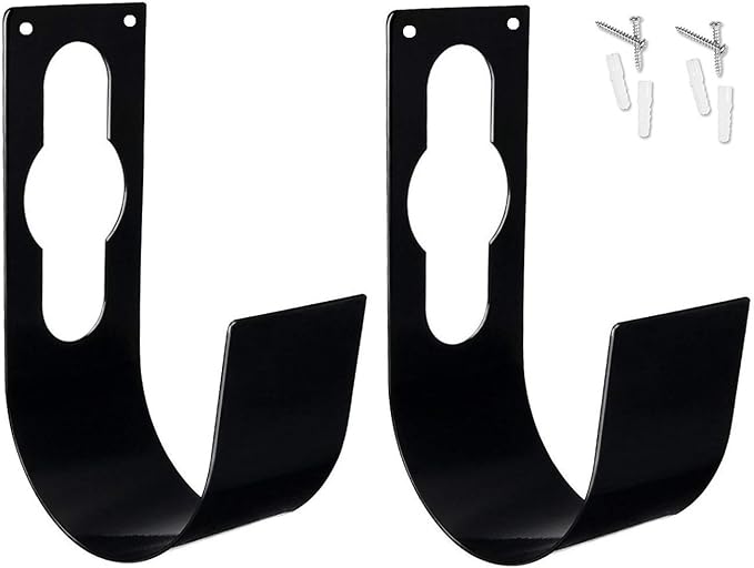 2 Pack Garden Hose Hanger Wall Mount Heavy Duty Hose Holder Hook Use for 150foot Hose (Large, Black)
