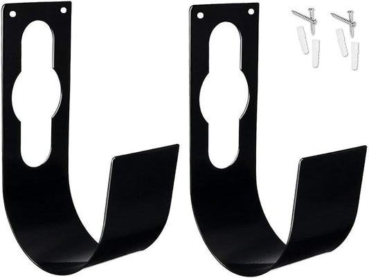 2 Pack Garden Hose Hanger Wall Mount Heavy Duty Hose Holder Hook Use for 150foot Hose (Large, Black)
