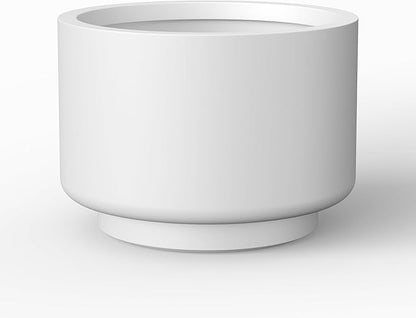 Kante 10 Inch Dia Concrete Planter, Round Pedestal Design Garden Pot for Indoor Outdoor Plants, Modern Flower Pot with Drainage Hole and Rubber Plug, White