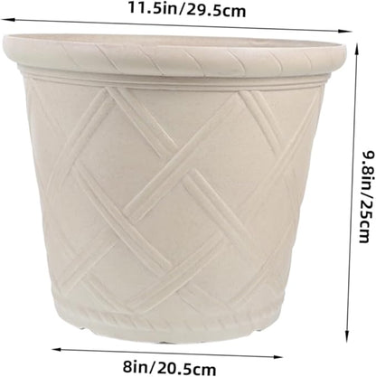 Happyyami Rustic Resin Planter Pot Vintage Outdoor Planters for Faux Outdoor Plants for Outside Decor