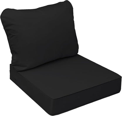 AAAAAcessories Outdoor Seat Cushions for Chairs, Fade-Resistant, Waterproof Patio Furniture Replacement Cushions, 24" x 24" x 5" + 24" x 19", Charcoal Black
