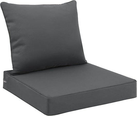 Favoyard Outdoor Seat Cushion Set 22 x 22 Inch Waterproof & Fade Resistant Patio Furniture Cushions with Removable Cover Deep Seat & Back Cushion with Handle and Adjustable Straps for Chair Sofa Couch