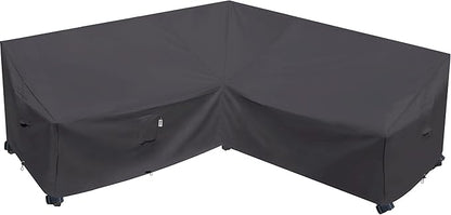 Heavy Duty Outdoor Sectional Sofa Cover, Waterproof 600D Patio Sectional Couch Cover, Lawn Patio Furniture Protector(Storm Grey, V-Shaped-90 x 90")