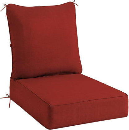 Sundale Outdoor Olefin Deep Seat Cushion, Patio Chair Cushion and Pillow, Water-Resistant Sectional Sofa Pad with Straps Red, 23 x 26 x 6 Inches
