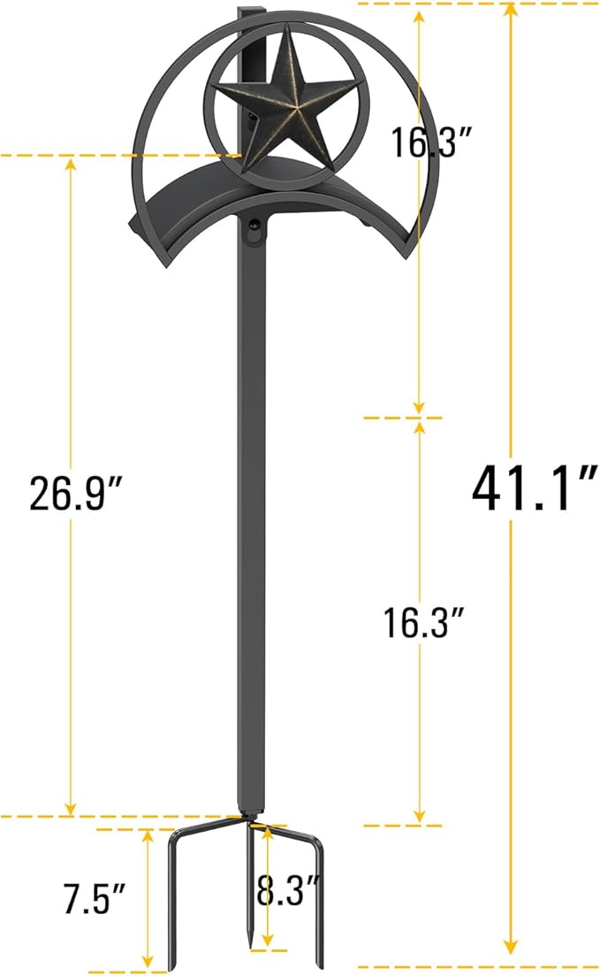 GOFORWILD Garden Hose Holder, Star Decorative, Durable Wall Hose Hanger, Hose Reel, Holds 125-Feet of 5/8-Inch Hose, Made of Gauge Steel
