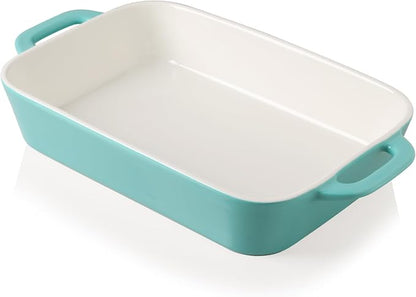 Sweejar Ceramic Bakeware Set, 9x13 Rectangular Baking Dish for Cooking, Kitchen, Cake Dinner, Banquet and Daily Use, Casserole Dishes for Oven Porcelain Baking Pans(Turquoise)