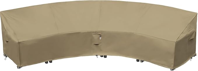 Curved Patio Furniture Cover for Outdoor Sectional Sofa, 190"(128") Reinforced Waterproof 600D Patio Sectional Couch Cover, Half Moon Lawn Outside Garden Furniture Winter Protective Cover