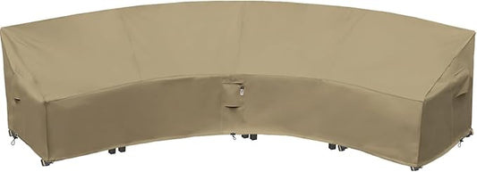 Curved Patio Furniture Cover for Outdoor Sectional Sofa, 190"(128") Reinforced Waterproof 600D Patio Sectional Couch Cover, Half Moon Lawn Outside Garden Furniture Winter Protective Cover