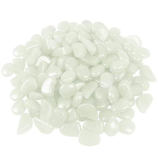 4.8Lbs 1100pcs Glow in The Dark Stones Garden Pebbles Rocks Indoor Outdoor Decor Luminous Stone for Walkways Driveway Yard Grass (White in Daytime, Blue in Night)