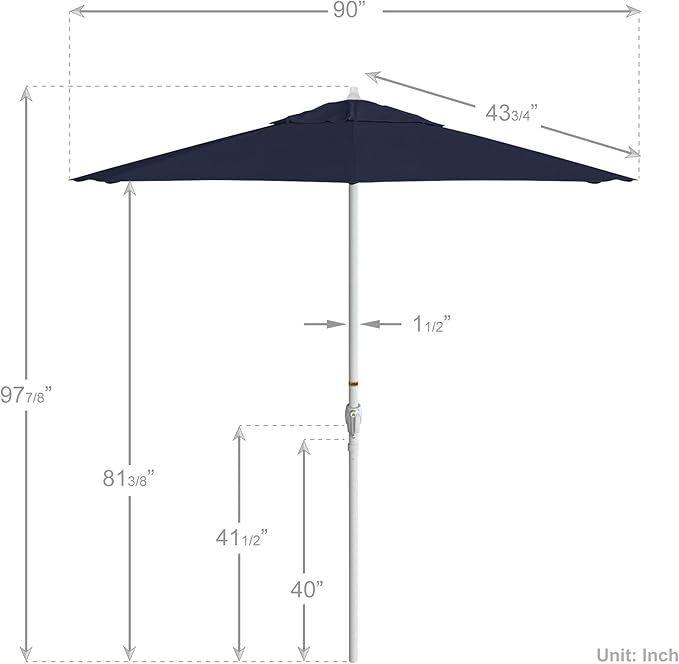 California Umbrella 7.5' Rd Aluminum Patio Umbrella, Crank Lift, Auto Tilt, White Finish
