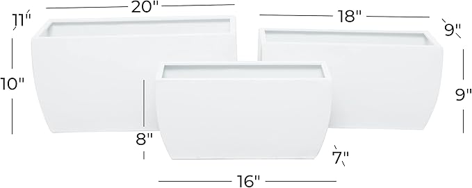 CosmoLiving by Cosmopolitan Metal Indoor Outdoor Planter, Set of 3 20", 18", 16"W, White