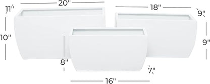 CosmoLiving by Cosmopolitan Metal Indoor Outdoor Planter, Set of 3 20", 18", 16"W, White