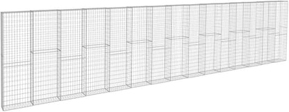 Galvanized Steel Gabion Wall with Cover, Gabion Mesh Wire Wall Panel Galvanized Steel Garden Stone Wire Basket Fencing Patio Decorative Fence, 354.3"x19.7"x78.7",-138