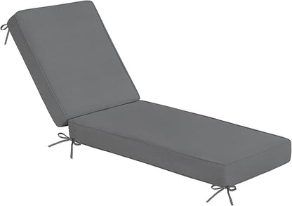 Sundale Outdoor Olefin Chaise Lounge Cushion, Water-Resistant Patio Lounge Chair Cushion, Thick Lounger Pad with 4 Straps Medium Gray, 72 x 21 x 4 Inches
