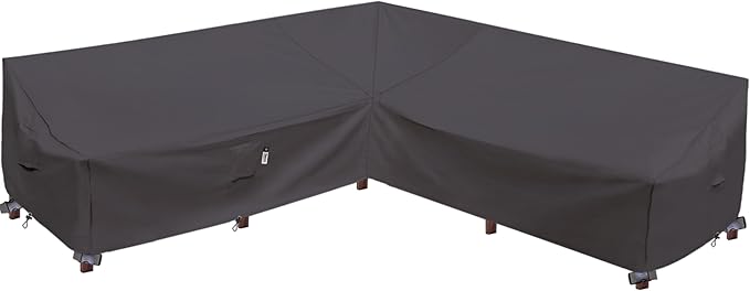 Heavy Duty Outdoor Sectional Sofa Cover, 115"X115" Waterproof 600D Oxford Patio Sectional Couch Cover, Lawn Patio Furniture Winter Cover, Storm Grey