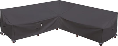 Heavy Duty Outdoor Sectional Sofa Cover, 115"X115" Waterproof 600D Oxford Patio Sectional Couch Cover, Lawn Patio Furniture Winter Cover, Storm Grey