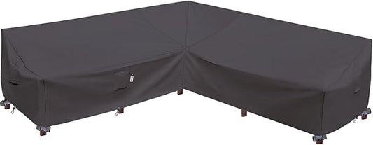 Heavy Duty Outdoor Sectional Sofa Cover, 115"X115" Waterproof 600D Oxford Patio Sectional Couch Cover, Lawn Patio Furniture Winter Cover, Storm Grey