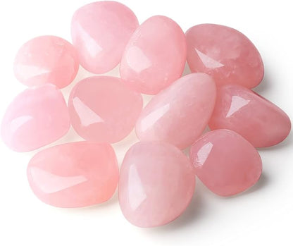 QINJIEJIE 0.9 LBS Rose Quartz Polished Stones Tumbled Crystals Bulk Gemstones 0.6-1" Irregular Stone Rocks Real Reiki Healing Crystal for Plants Vase Filler Decoration Energy Beginners Gifts