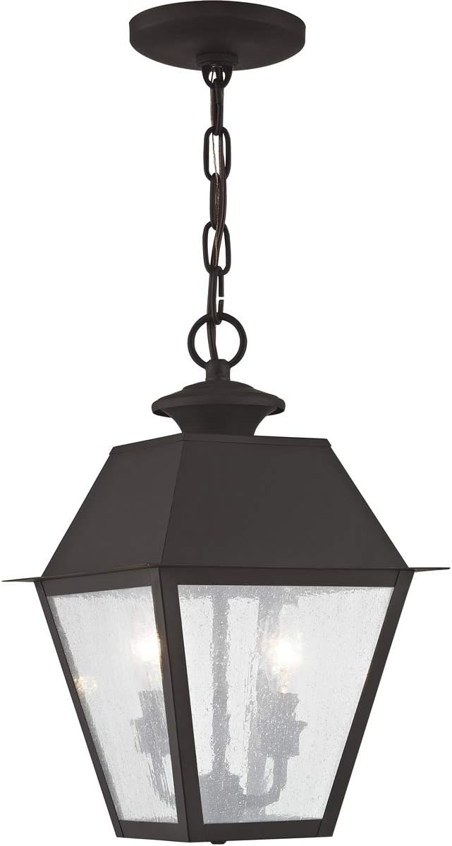 Livex Lighting 2167-07 Mansfield 2-Light Outdoor Hanging Lantern, Bronze