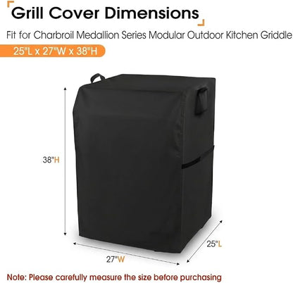 Grill Cover for Charbroil 463246318 Medallion Series Modular Outdoor Kitchen Gas Griddle Component, Waterproof BBQ Griddle Cover - 25 x 27 x 38 Inch