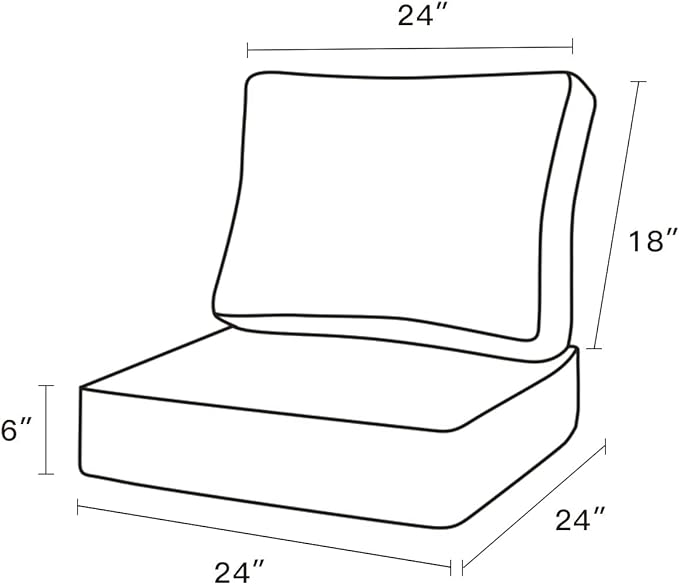 ARTPLAN 24x24 Deep Seat Patio Cushions for Outdoor Furniture,Extra 6 inch Thick,Back 18"x24",Removable,Replacement,Polyester Floral Pattern,Outdoor/Indoor,Stone Blue