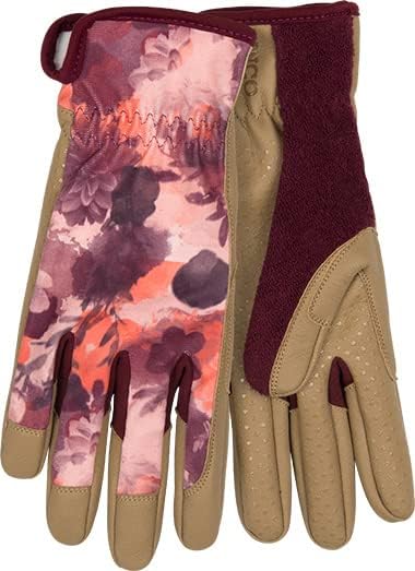 Kinco Garden Glove, 2004W-M, Women’s KincoPro™ Pink Polyester-Spandex Fabric Back, Tan MiraG2™ Grain Synthetic Leather Palm (Medium)