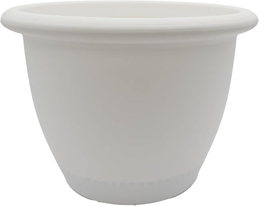 The HC Companies Sevilla Flower Planters - Outdoor & Indoor Planter - Round Self Watering Plant Pots for Herbs & More (12”, White, Pack of 1)