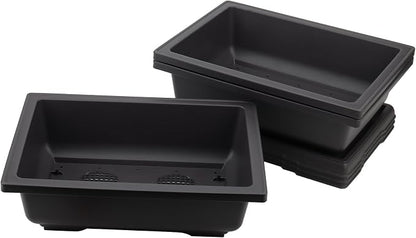 KINJOEK 3 PCS 14 Inch Plastic Bonsai Pots, Large Bonsai Training Pot with Drainage Trays, Rectangular Plant Bonsai Tree Pots for Garden, Indoor, Home Decorative
