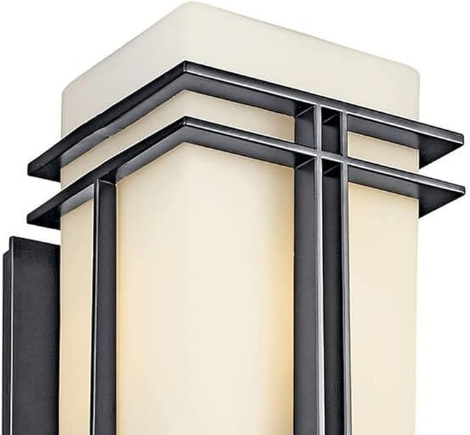 Kichler Tremillo 20.25" Outdoor Wall Sconce Light in Black, Exterior 1-Light Fixture with Satin Etched Cased Opal Glass, (20.25" H x 10" W), 49203BK