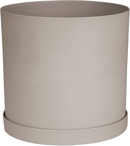 Bloem Mathers 12" Pebble Stone Round Modern Resin Garden Planter Pot with Drainage Holes and Removable Saucer Tray Included