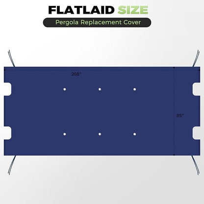 85'' x 208'' Universal Pergola Replacement Cover for Doubleton Steel Pergola L-PG080PST, Waterproof Sunshade Canopy Top for Patio Gazebo, Deck, Porch, Yard, Outdoor Cover Only (Dark Blue)
