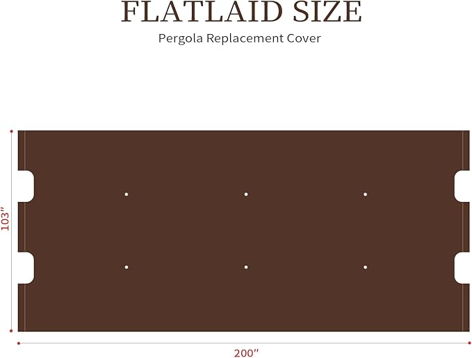 Pergola Canopy Replacement Cover for Lowe's Allen + Roth 10x10 Ft Freestanding Pergola, 200" x 103" Shade Cover, Compatible with Model #L-PG152PST-B,Cover Only (Coffee)