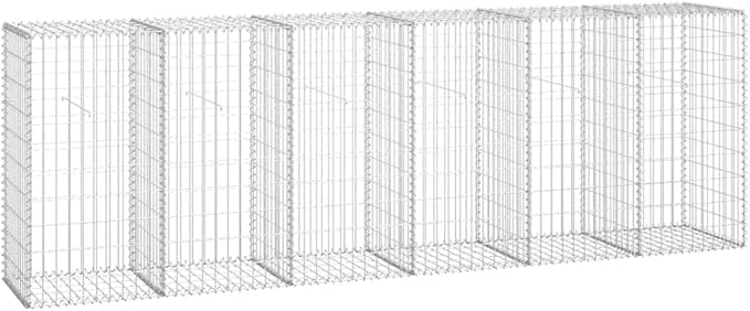 Galvanized Steel Gabion Wall with Covers, Gabion Mesh Wire Wall Panel Galvanized Steel Garden Stone Wire Basket Fencing Patio Decorative Fence, 118"x19.7"x39.4",-190
