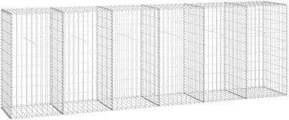 Galvanized Steel Gabion Wall with Covers, Gabion Mesh Wire Wall Panel Galvanized Steel Garden Stone Wire Basket Fencing Patio Decorative Fence, 118"x19.7"x39.4",-190