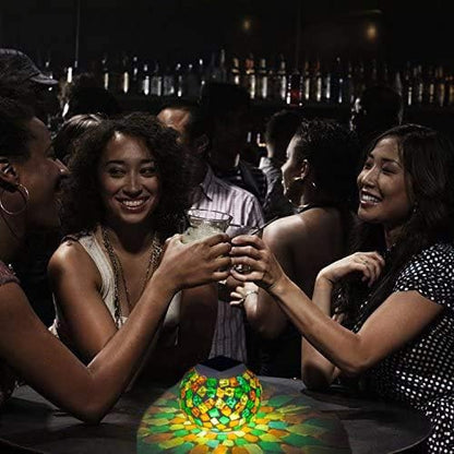 Waterproof Color Changing Table Lamp, Solar Powered Mosaic Glass Ball LED Garden Lawn Night Light Lamps, Party Lights for Home,Yard, Indoor,Outdoor Decoration Lights (Orange+Yellow+Green)