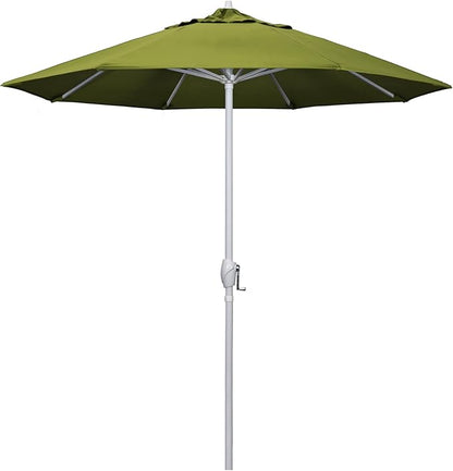 California Umbrella 7.5' Rd Aluminum Patio Umbrella, Crank Lift, Auto Tilt, White Finish