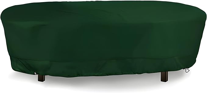 Eevelle Meridian Patio Oval Table Cover with Marine Grade Fabric - Waterproof Outdoor Table Cover - Furniture Set Covers for Dining Table - Easy to Install - (25" H x 72" L x 42" W, Hunter Green)