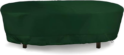 Eevelle Meridian Patio Oval Table Cover with Marine Grade Fabric - Waterproof Outdoor Table Cover - Furniture Set Covers for Dining Table - Easy to Install - (25" H x 72" L x 42" W, Hunter Green)