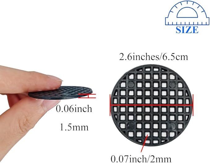HAHIYO 20PCs 2.6Inch/6.5cm Black Round PP Plastic Flower Pot Hole Mesh Pad Bottom Grid Mat Bonsai Drainage mesh Hole Screens Gasket Prevent Soil Loss Breathable Gasket Drainage Netting for Bonsai