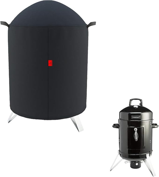 Outdoor Grill Cover Fits Cuisinart 16" Vertical Charcoal Smoker COS-116, Cover Geny Waterproof 600D Heavy Duty Round Smoker Grill Covers, 22" D x 27" H.