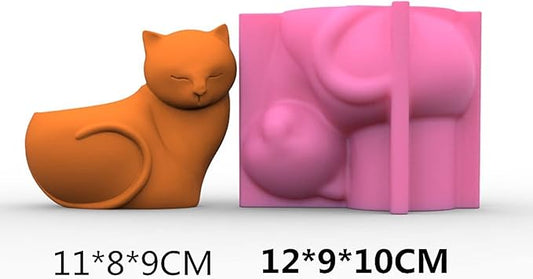 Grainrain Cat Silicone Mini Planter Vase Pot Mold Pen Brush Holder Mold for Resin, Concrete, Plaster, Polymer Clay (G108)