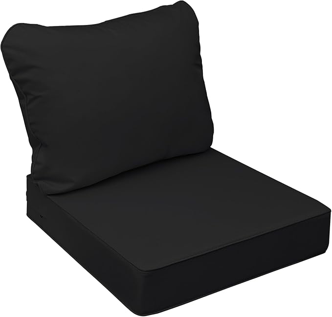 AAAAAcessories Outdoor Seat Cushions for Chairs, Fade-Resistant, Waterproof Patio Furniture Replacement Cushions, 21" x 19" x 3" + 21" x 19", Charcoal Black