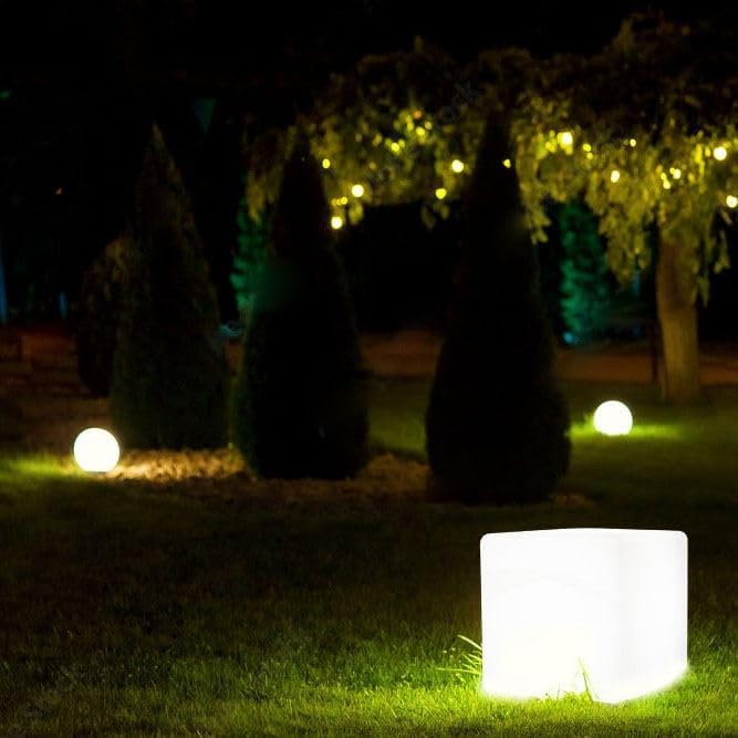 Novelty Lights 4 Inch RGB Cube Rechargeable Night Light, Waterproof Mood Lighting with Remote Control, Color-Changing Glow Cube for Indoor/Outdoor Use