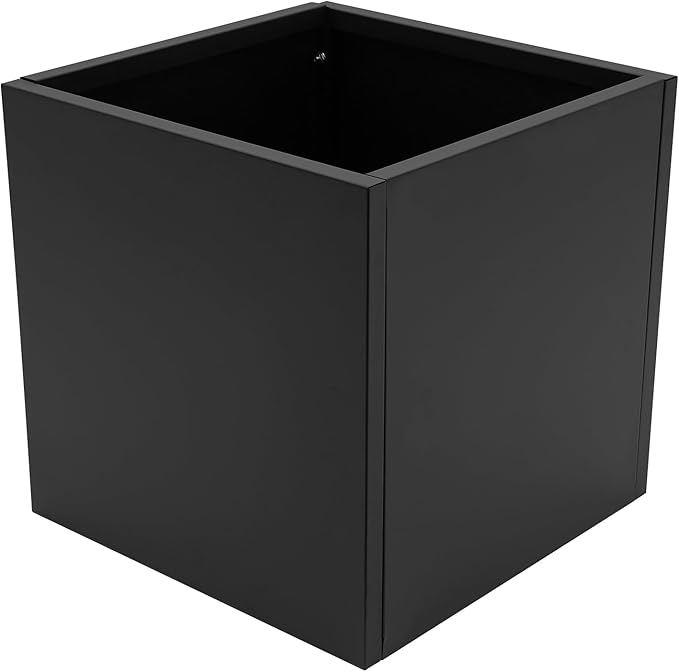 20Inch Steel Planter Box Metal Planter Large Tall Square Planters for Indoor Outdoor Plants, Heavy Duty Flower Pot for Patio, Yard, Garden (Black, 20" L x 20" W x 20" H)