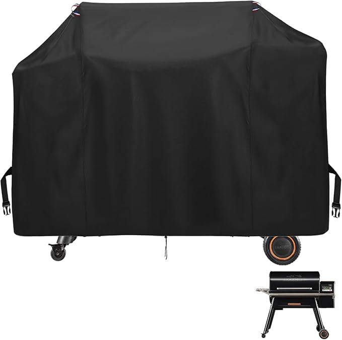 Pellet Grill Cover for Traeger Timberline 1300 Pellet Smoker Grill, 600D Thickened Grill Covers Compatible with Traeger BAC360, Heavy Duty Waterproof BBQ Cover for Outdoor Grills