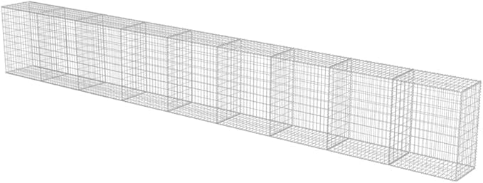 Galvanized Steel Gabion Wall with Covers, Gabion Mesh Wire Wall Panel Galvanized Steel Garden Stone Wire Basket Fencing Patio Decorative Fence, 354"x19.7"x39.4",-187